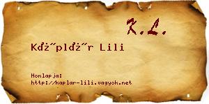 Káplár Lili névjegykártya