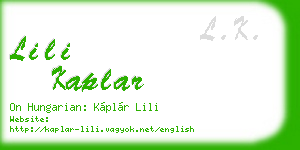 lili kaplar business card